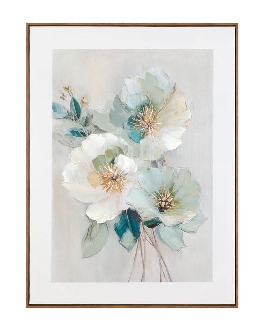 Floral Harmony I Framed Canvas - Beige
