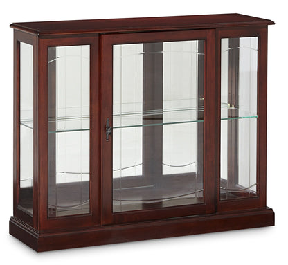 PFC Curios - Lighted 1 Shelf Console Display Cabinet - Cherry Brown