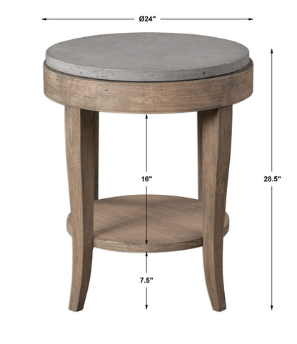 Deka - Round Side Table - Gray & Light Brown