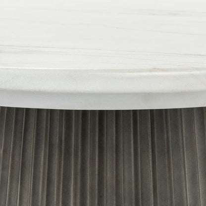 Caspia - 47" Outdoor Round Dining Table - Snowdrift White / Black