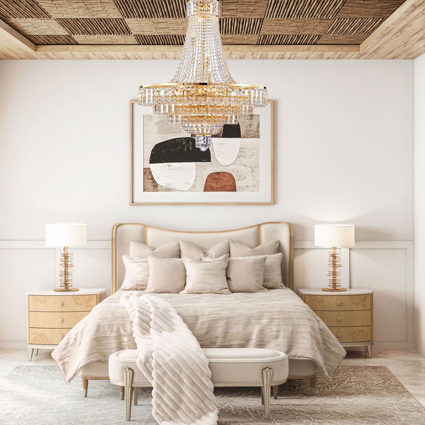 Michael Amini Lighting - Luxe Lumiere 21-Light Crystal Chandelier - Gold