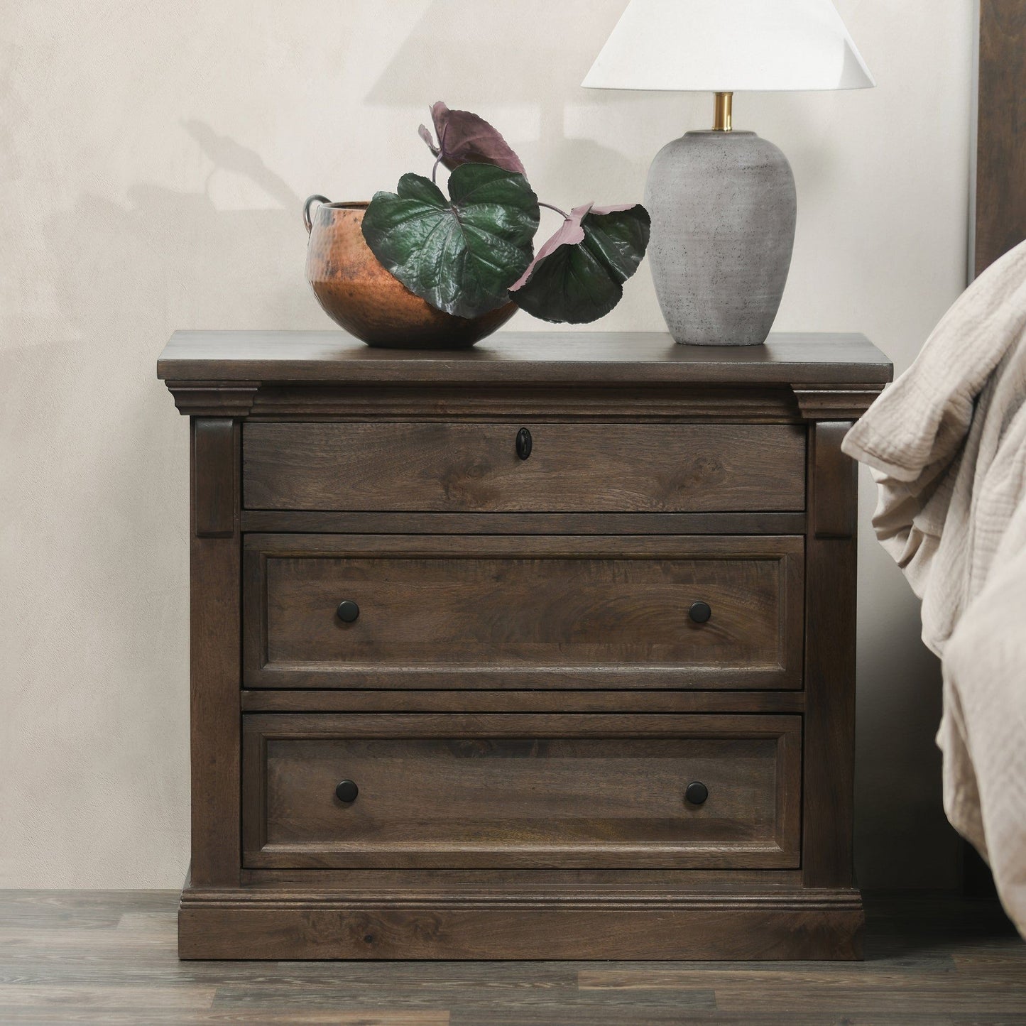 Adelaide - Wood 3 Drawer Nightstand - Cocoa Brown