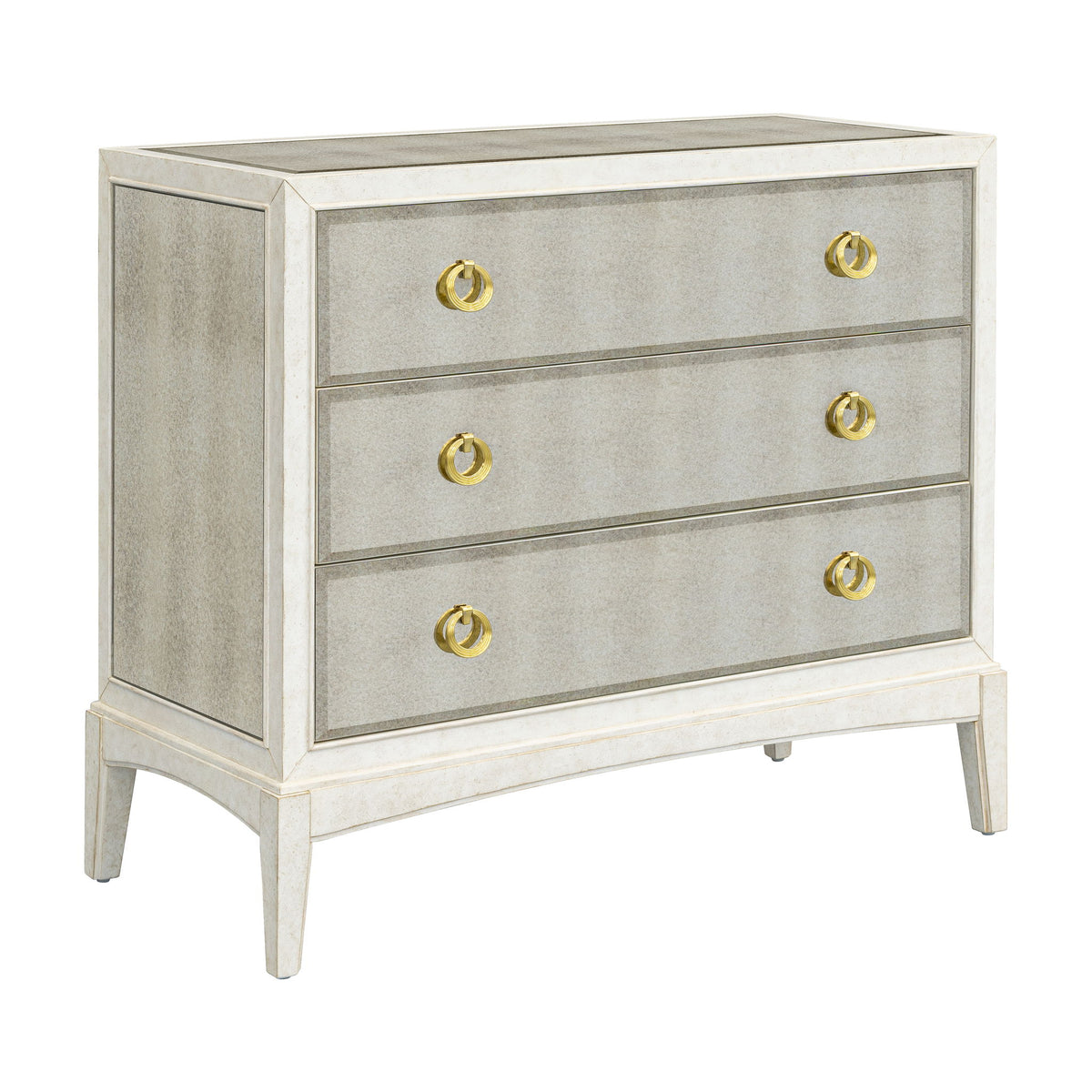 Kiara - Bronze Mirror Glam Hall Chest - White