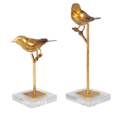 Passerines - Bird Sculptures (Set of 2) - Light Brown