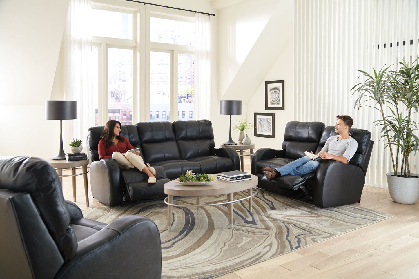 Angelo - Leather Power Recliner - Black