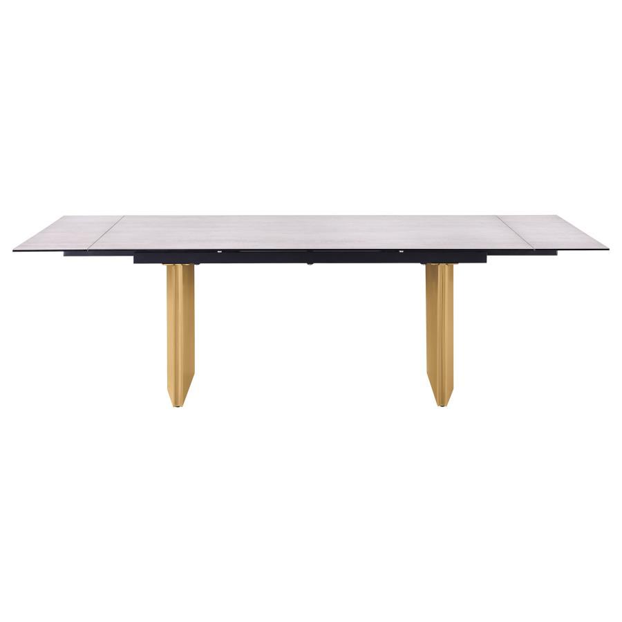 Vesa - Glass Top Extension Dining Table - Beige