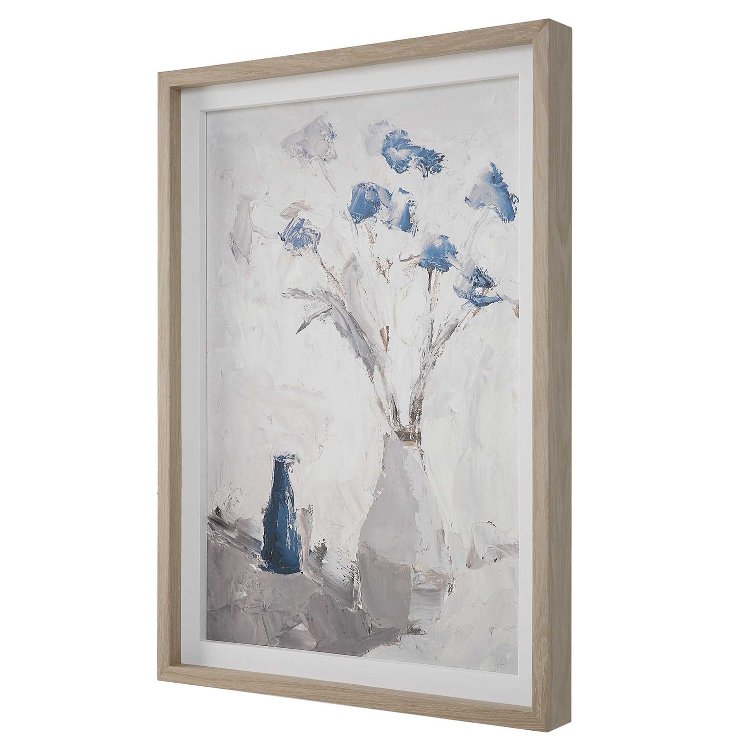 Blue Flowers - In Vase Framed Print - White