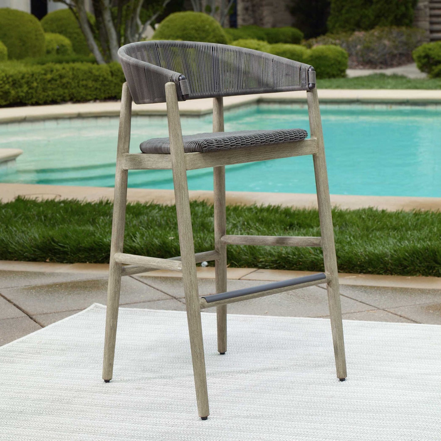 Dermott - Outdoor Bar Stool - Brown / Dark Gray