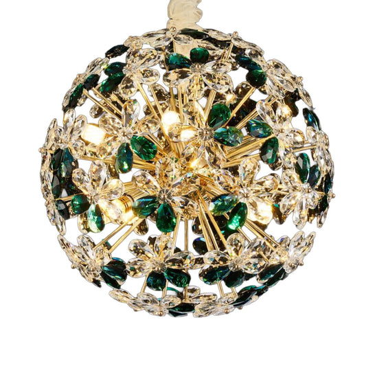Michael Amini Lighting - Emerald Bouquet 16-Light Round Crystal Chandelier - Gold