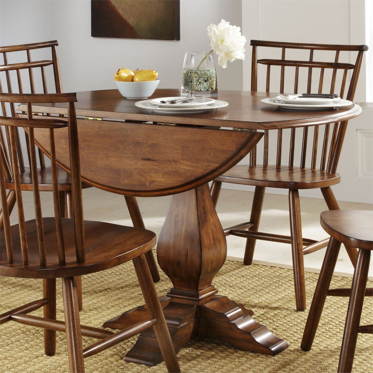 Creations - Drop Leaf Pedestal Table Base - Dark Brown