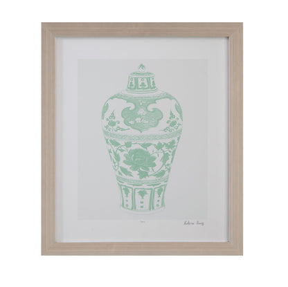 Mint Vases I Framed Print - Green / Beige