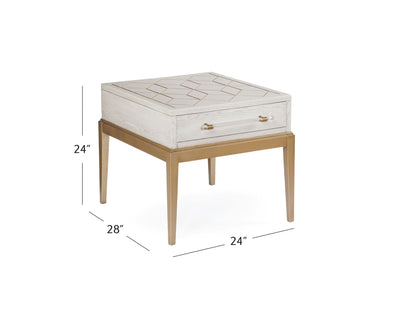 Perrine - Rectangle End Table - White / Gold