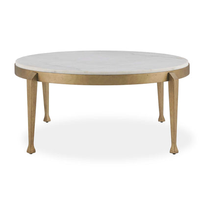 Tylan - Round Marble Coffee Table - Brass / White