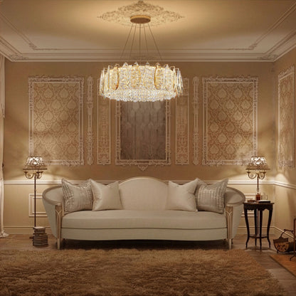 Michael Amini Lighting - Imperia 24" Wide Round Crystal LED Chandelier - Champagne Gold