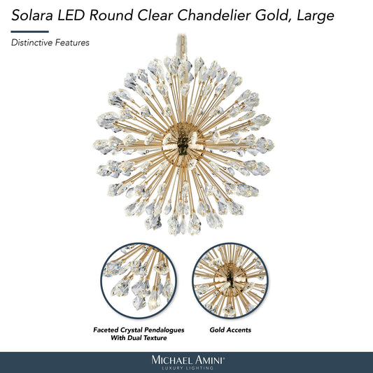 Michael Amini Lighting - Solara 32" Round Crystal LED Chandelier - Gold