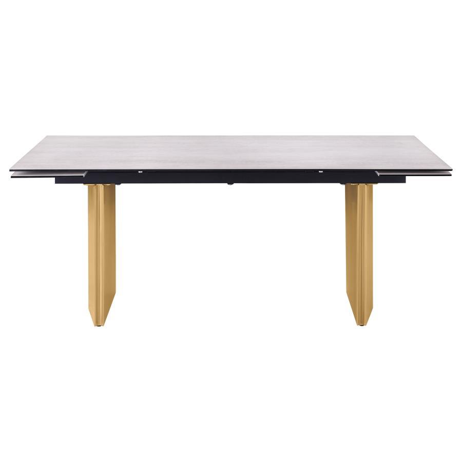 Vesa - Glass Top Extension Dining Table - Beige