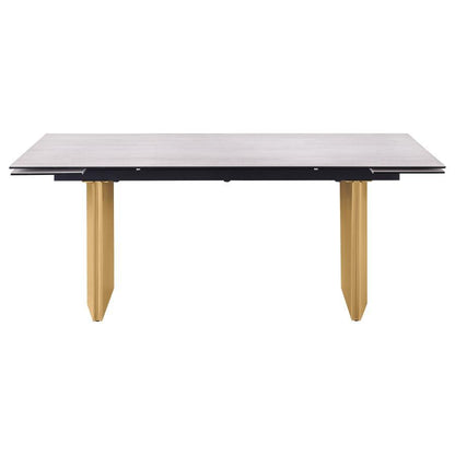 Vesa - Glass Top Extension Dining Table - Beige