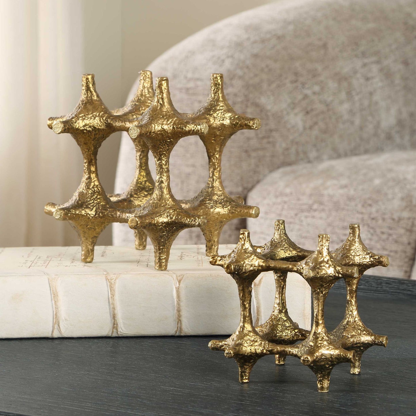 Gilded - Connection Modern Sculptures (Set of 2) - Brass / Gold