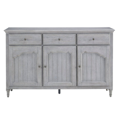 3-Door Credenza With Storage Drawers - Gray