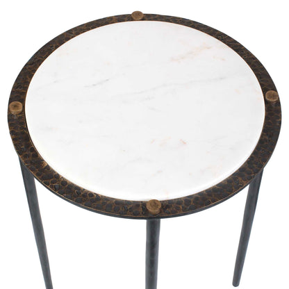 Wren - Round Marble Accent Table - Bronze / White