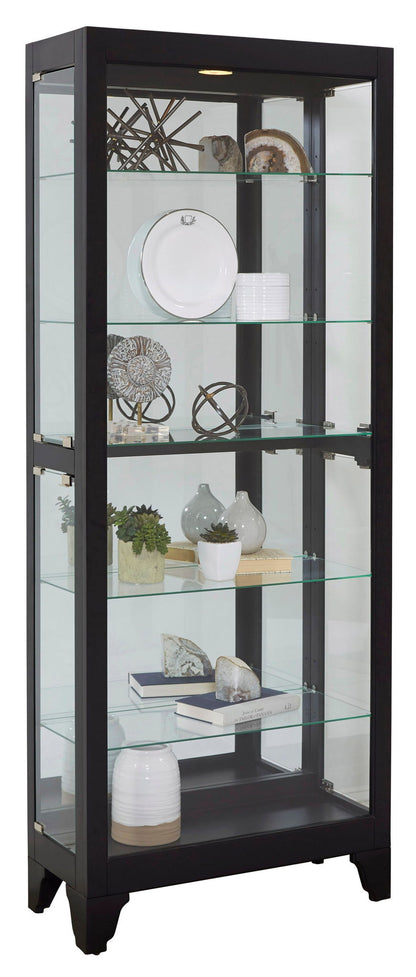 PFC Curios - Lighted Gallery Style 5 Shelf Curio Cabinet - Onyx Black
