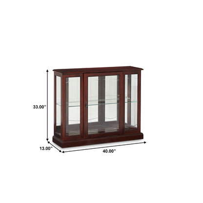 PFC Curios - Lighted 1 Shelf Console Display Cabinet - Cherry Brown