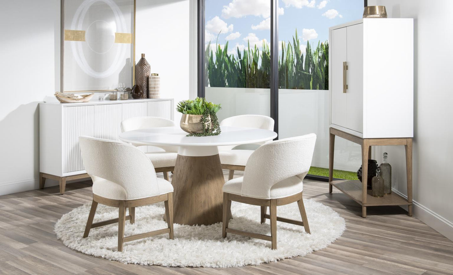 Melrose - Upholstered Arm Chair (Set of 2) - Cloud White And Desert Oak