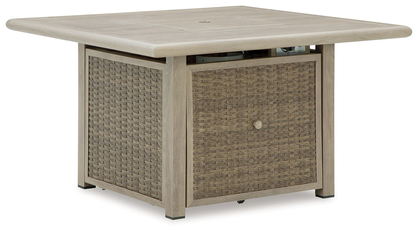 Cliff Trails - Square Fire Pit Table - Beige