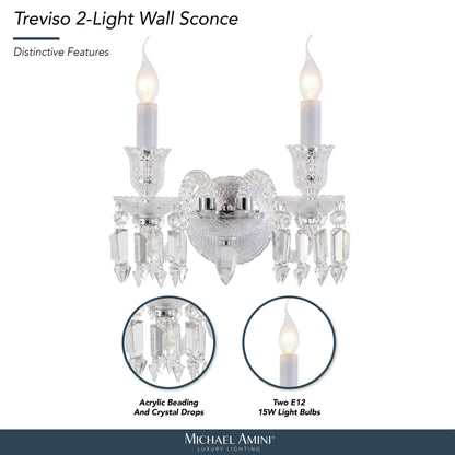 Michael Amini Lighting - Treviso 2-Light Traditional Crystal Wall Sconce - Clear
