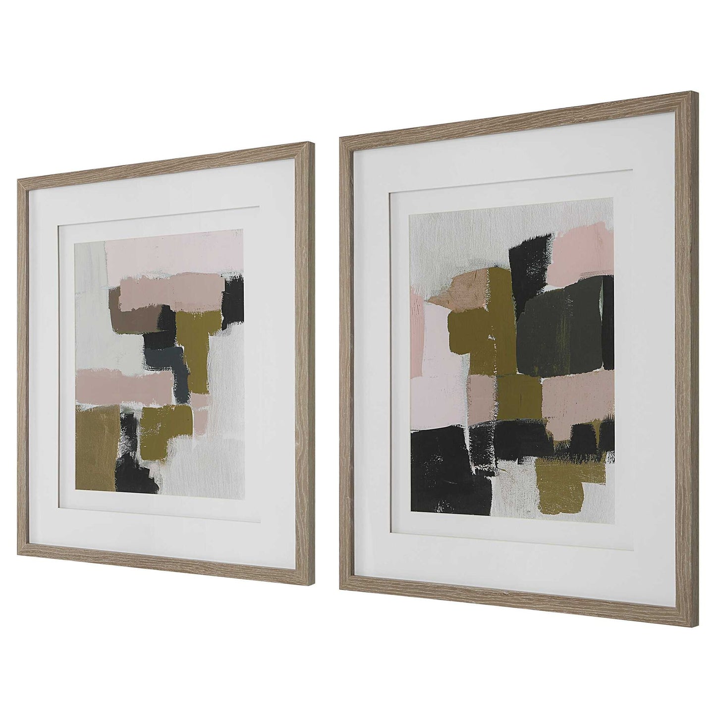 Color Block - Framed Prints (Set of 2) - Light Brown
