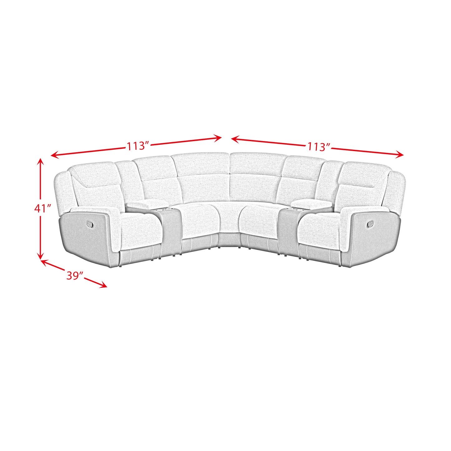 Hornet - 3 Piece Sectional Set With Console And 2 Recliners