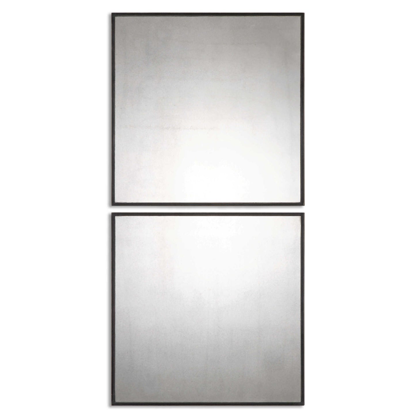 Matty Squares - Antiqued Square Mirrors (Set of 2) - Black