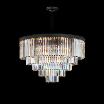 Michael Amini Lighting - Allure 21-Light Round Crystal Chandelier - Matte Black / Pearl Silver