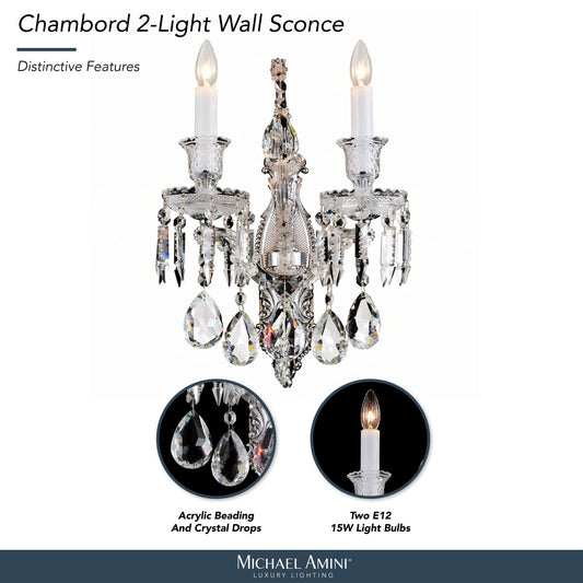 Michael Amini Lighting - Chambord Crystal Wall Sconce - Clear