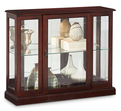 PFC Curios - Lighted 1 Shelf Console Display Cabinet - Cherry Brown