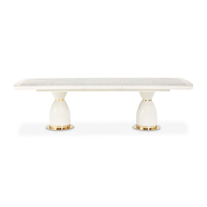 Lisbon - Double Pedestal Dining Table - Silken Matte Cream