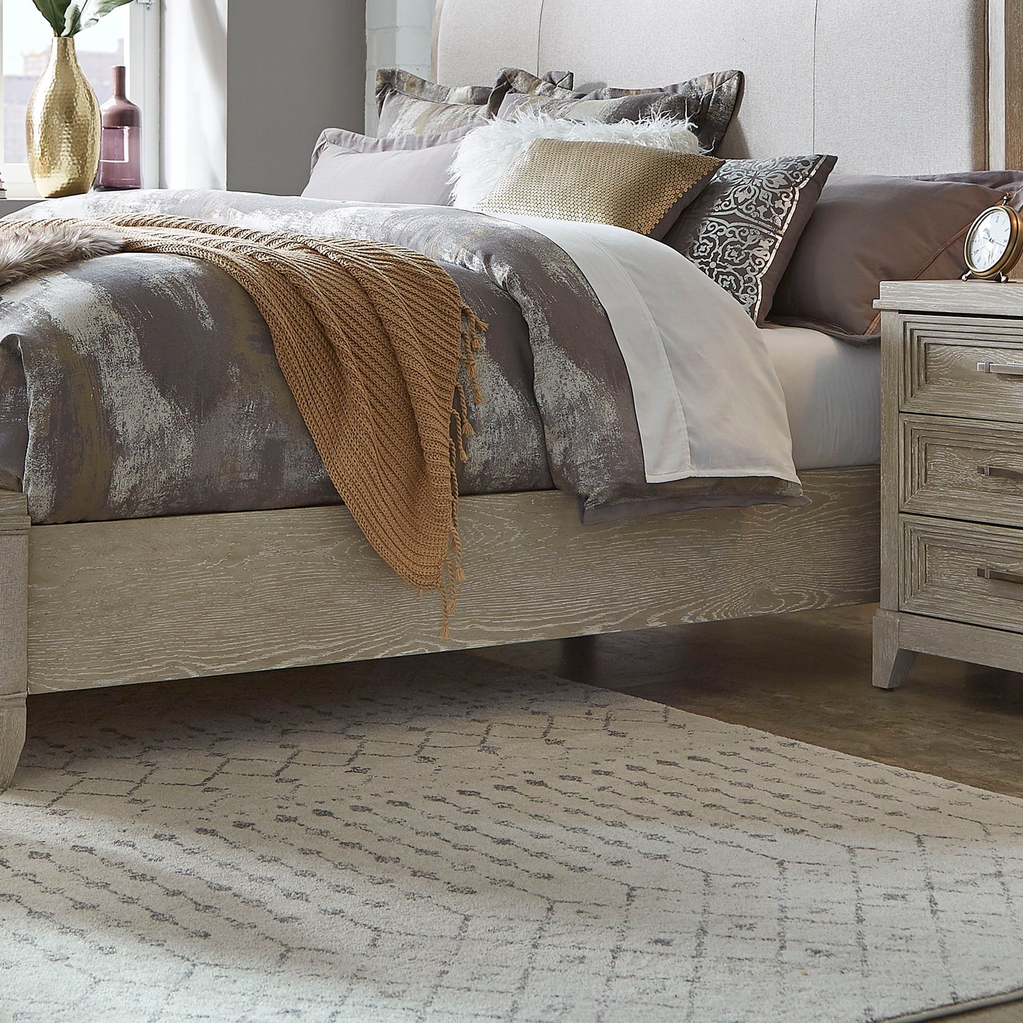 Belmar - California King Upholstered Rails - Washed Taupe