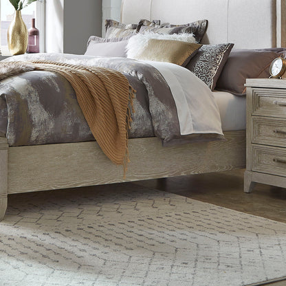 Belmar - California King Upholstered Rails - Washed Taupe