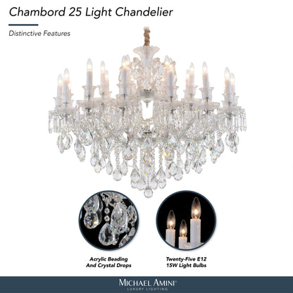 Michael Amini Lighting - Chambord 25-Light Traditional Crystal Chandelier - Clear