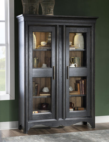 Vintage Market - Glass Front Display Cabinet - Barnwood Oak And Kettle Black