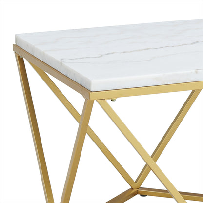 Riko - Rectangular Coffee Table With Metal Leg - Gold