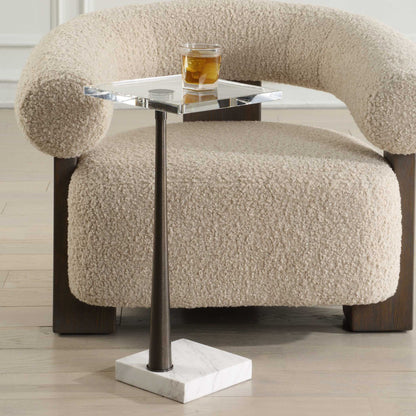 Pelton - Marble Glass Drink Table - Bronze / White