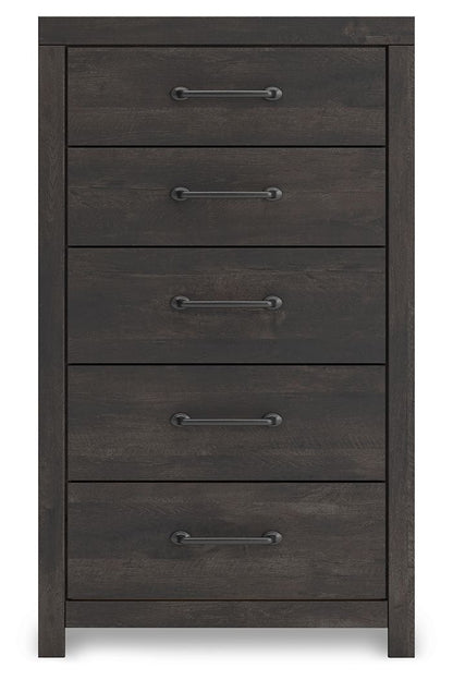 Hollivern - 4 Pc. - Twin Panel Storage Bed, Dresser, Mirror And Chest - Dark Gray