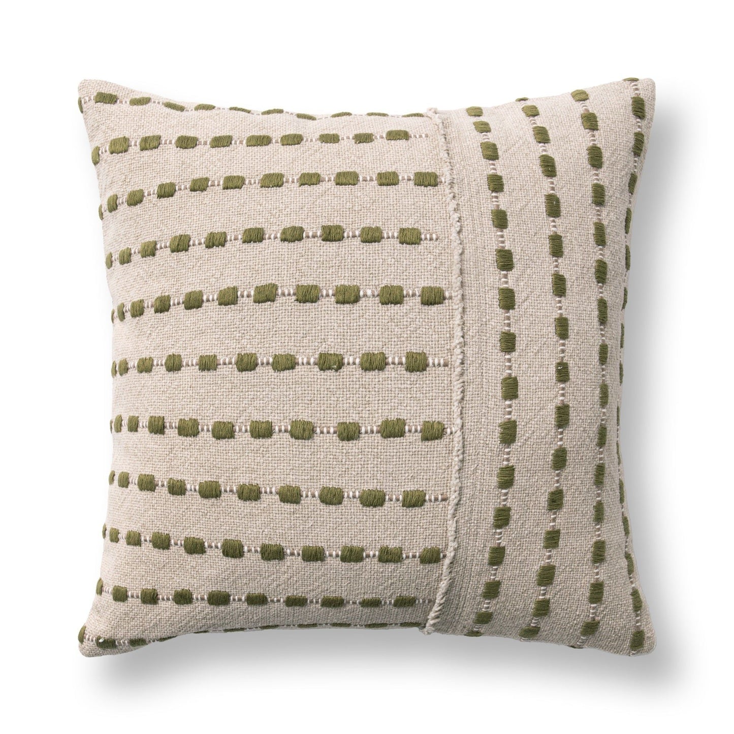 Katia - 20" x 20" Pillow - Natural / Olive Green