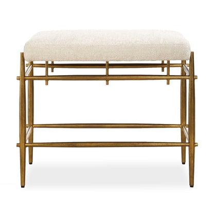 Karleen - Plush Small Brass Bench - White