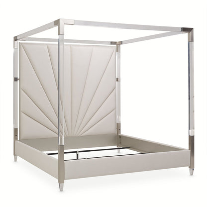 Penthouse - Eastern King Canopy Bed - Frosted Linen / Ash Gray