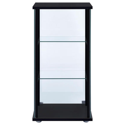Cyclamen - 3-Shelf Clear Glass Curio Display Cabinet - Black