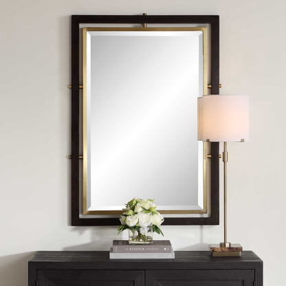 Bach - Rectangle Mirror - Walnut & Brass
