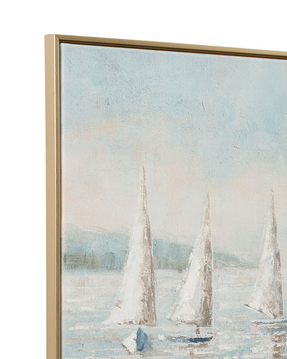 Sailing Day Framed Canvas - Blue