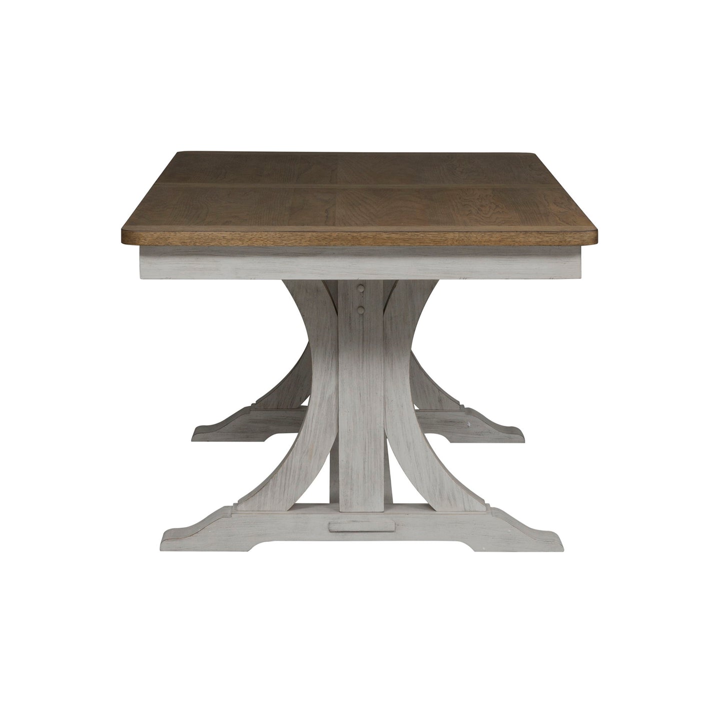 Farmhouse Reimagined - Trestle Table Base - Antique White / Chestnut Tops